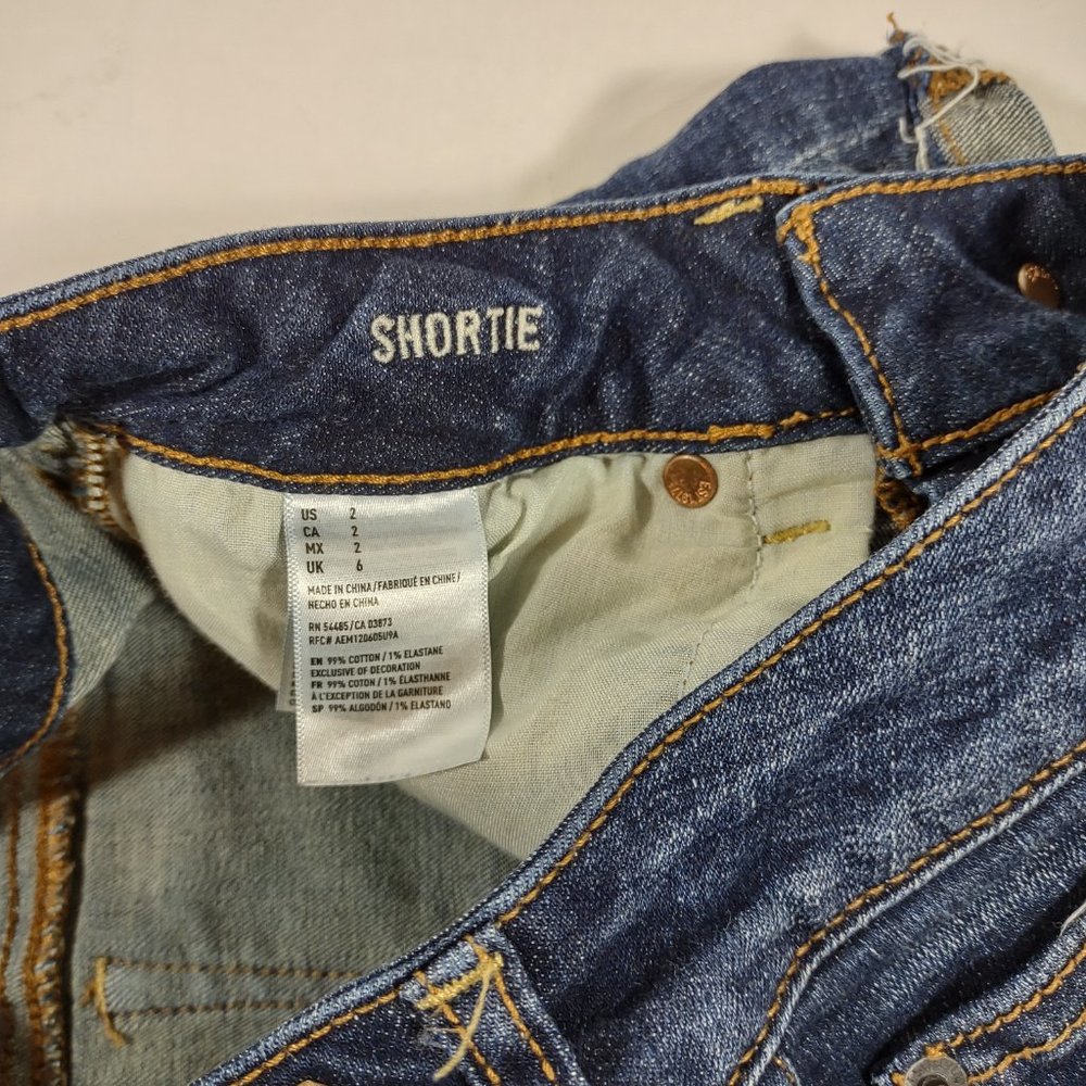 American Eagle Outfitters AEO Shortie Denim Shorts Size 2 Super Stretch - Picture 4 of 5